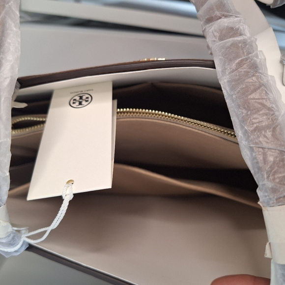 NWT Tory Burch Moose Brown Pebbled Leather Tote - Picture 6 of 6